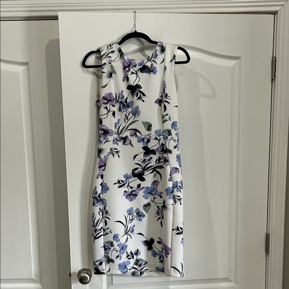 Calvin Klein Floral Mini Dress - White and Purple